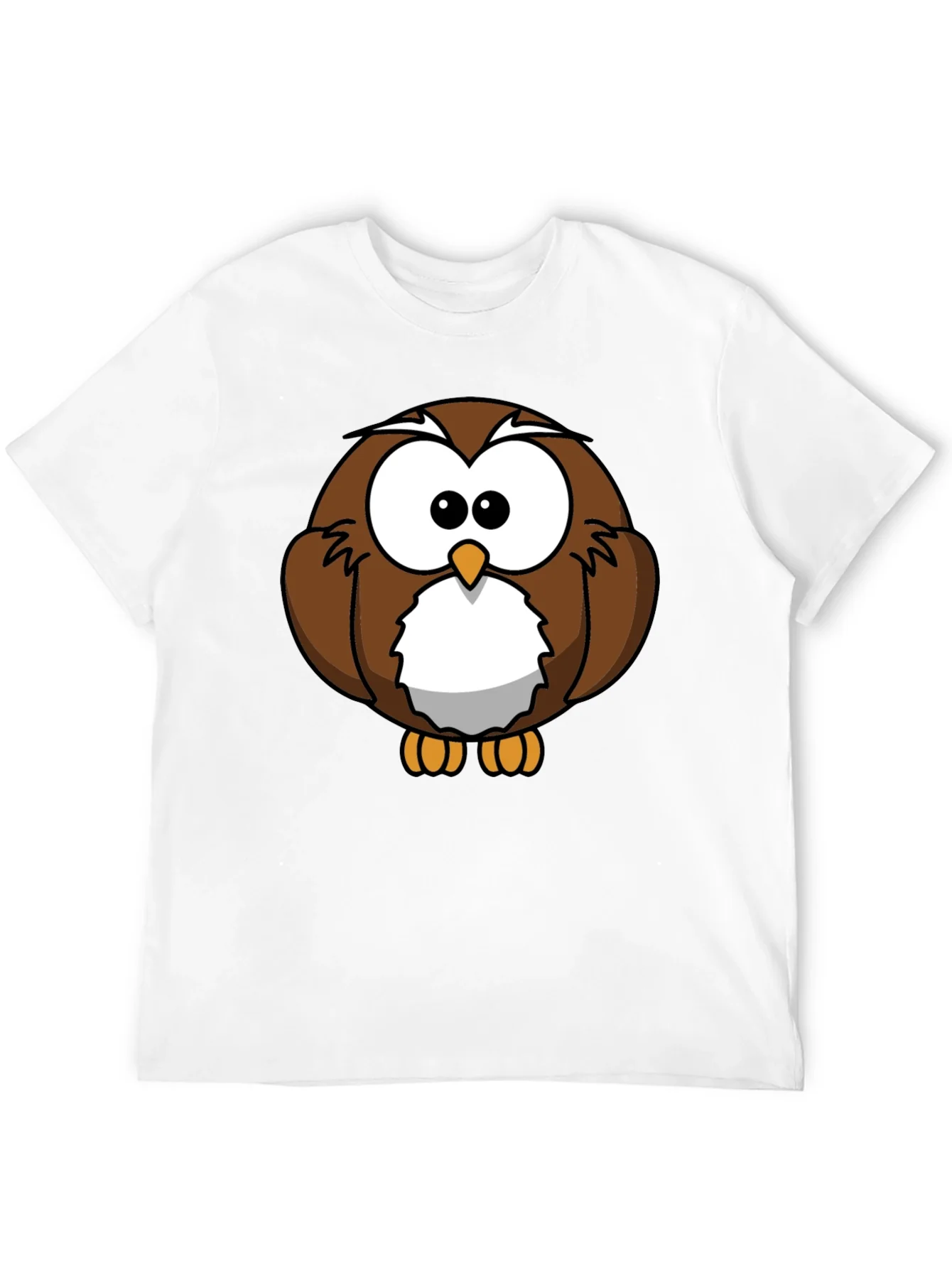 Cute Cartoon Owl Graphic T-Shirt - Black