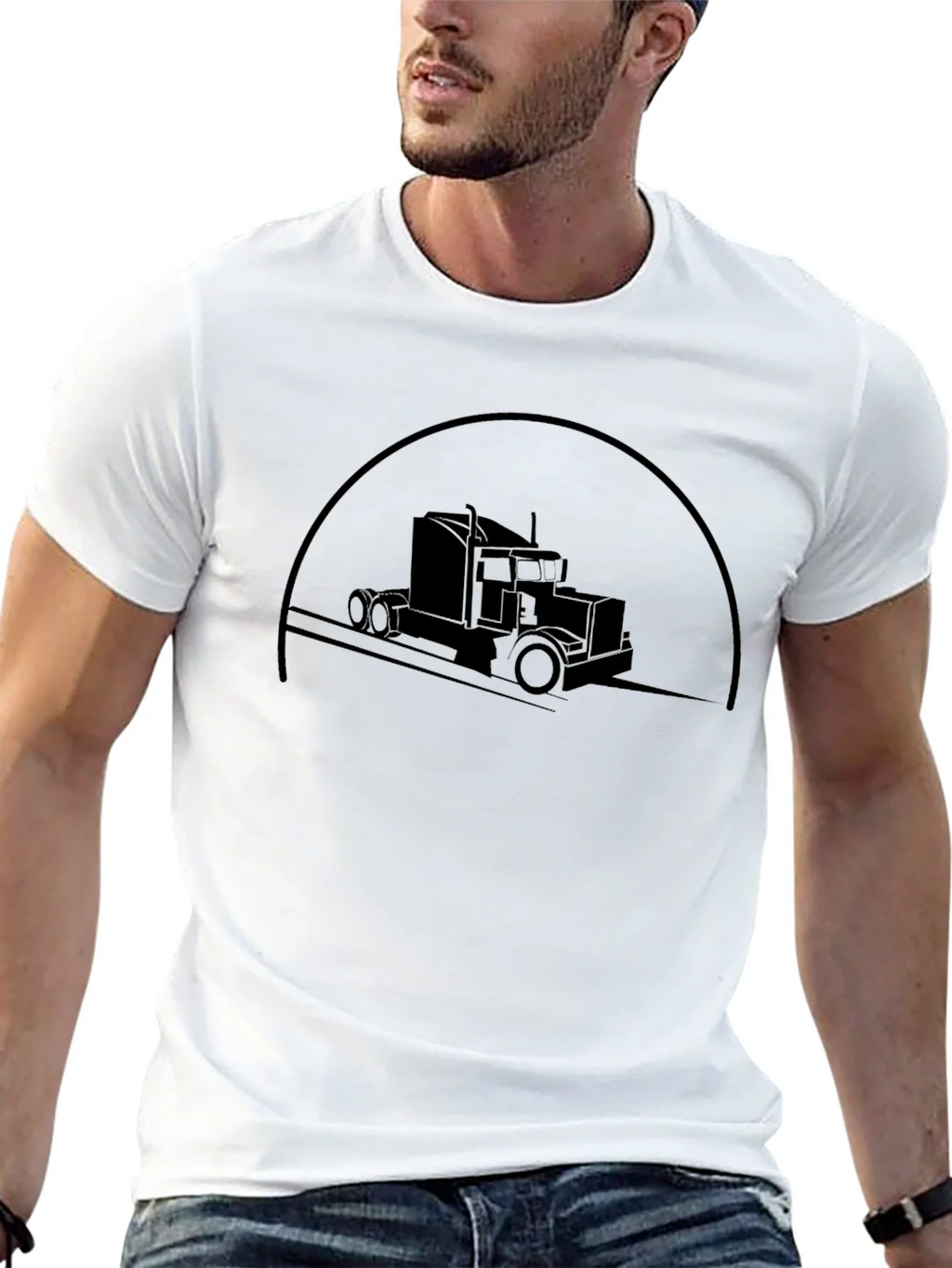 Trucker Silhouette Graphic T-Shirt - Classic Black Tee