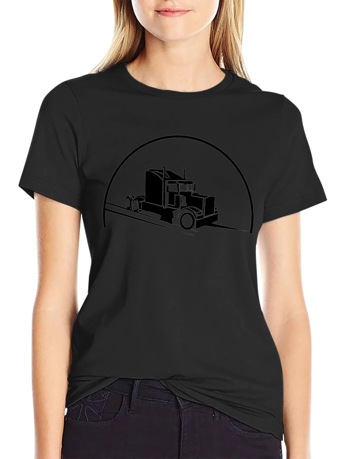 Trucker Silhouette Graphic T-Shirt - Classic Black Tee