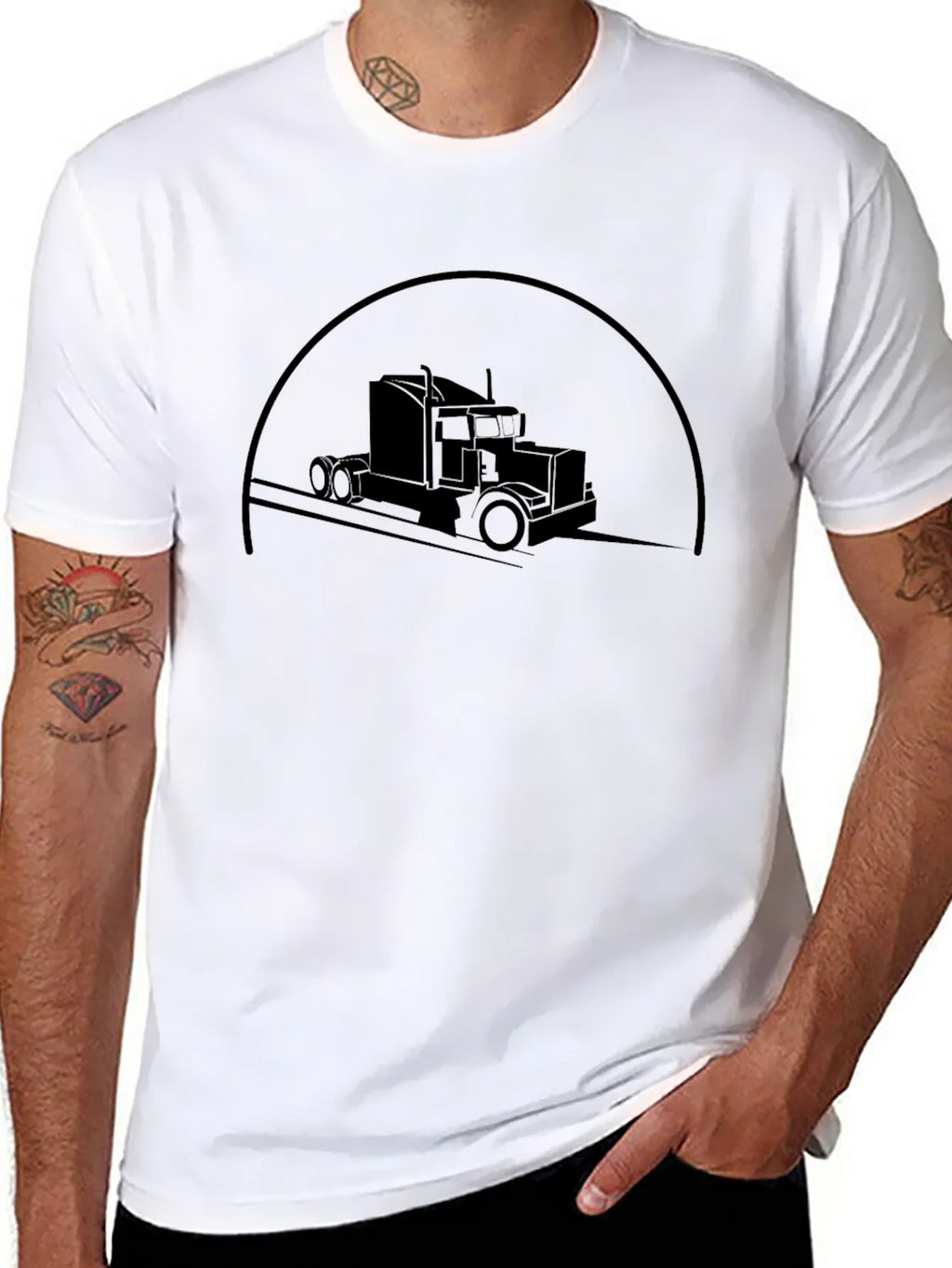 Trucker Silhouette Graphic T-Shirt - Classic Black Tee