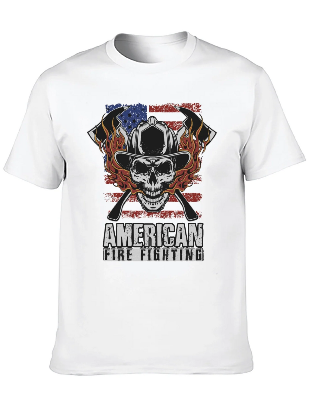 American Firefighting Skull Graphic T-Shirt