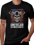 American Firefighting Skull Graphic T-Shirt