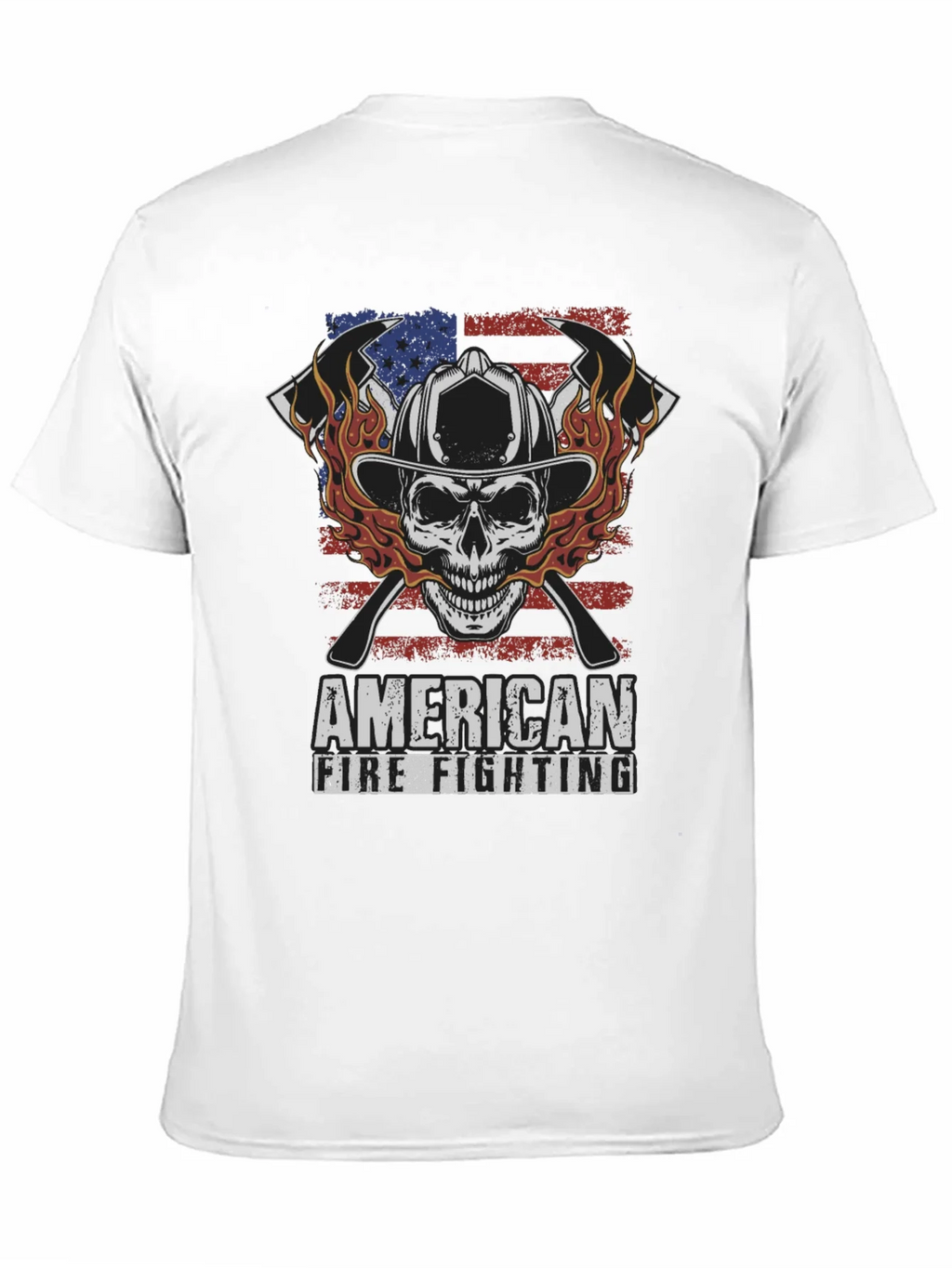 American Firefighting Skull Graphic T-Shirt