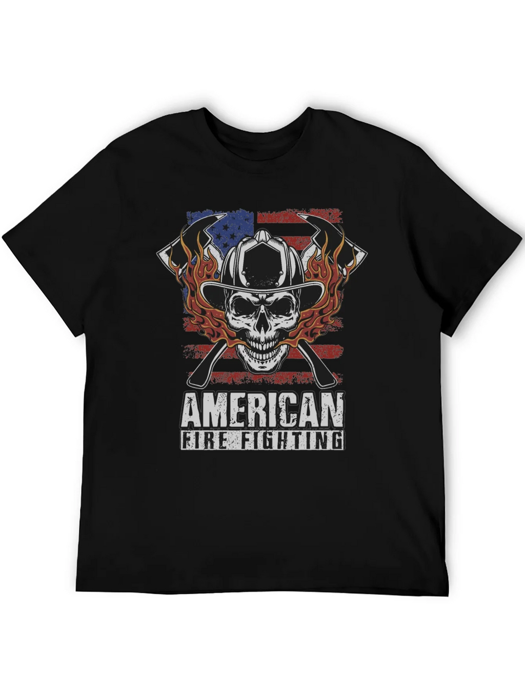 American Firefighting Skull Graphic T-Shirt