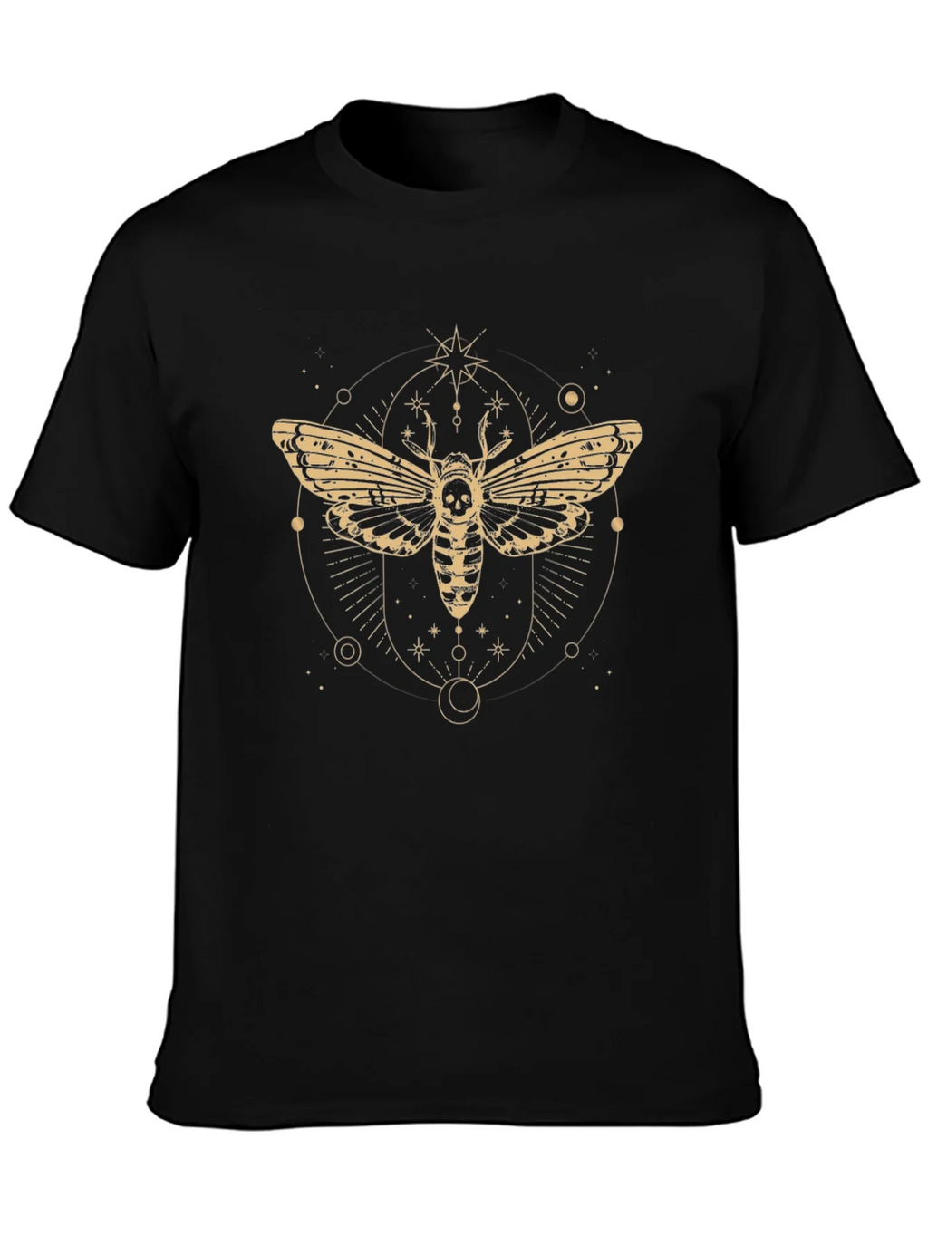 Mystic Moth Graphic Tee - Black Cotton T-Shirt