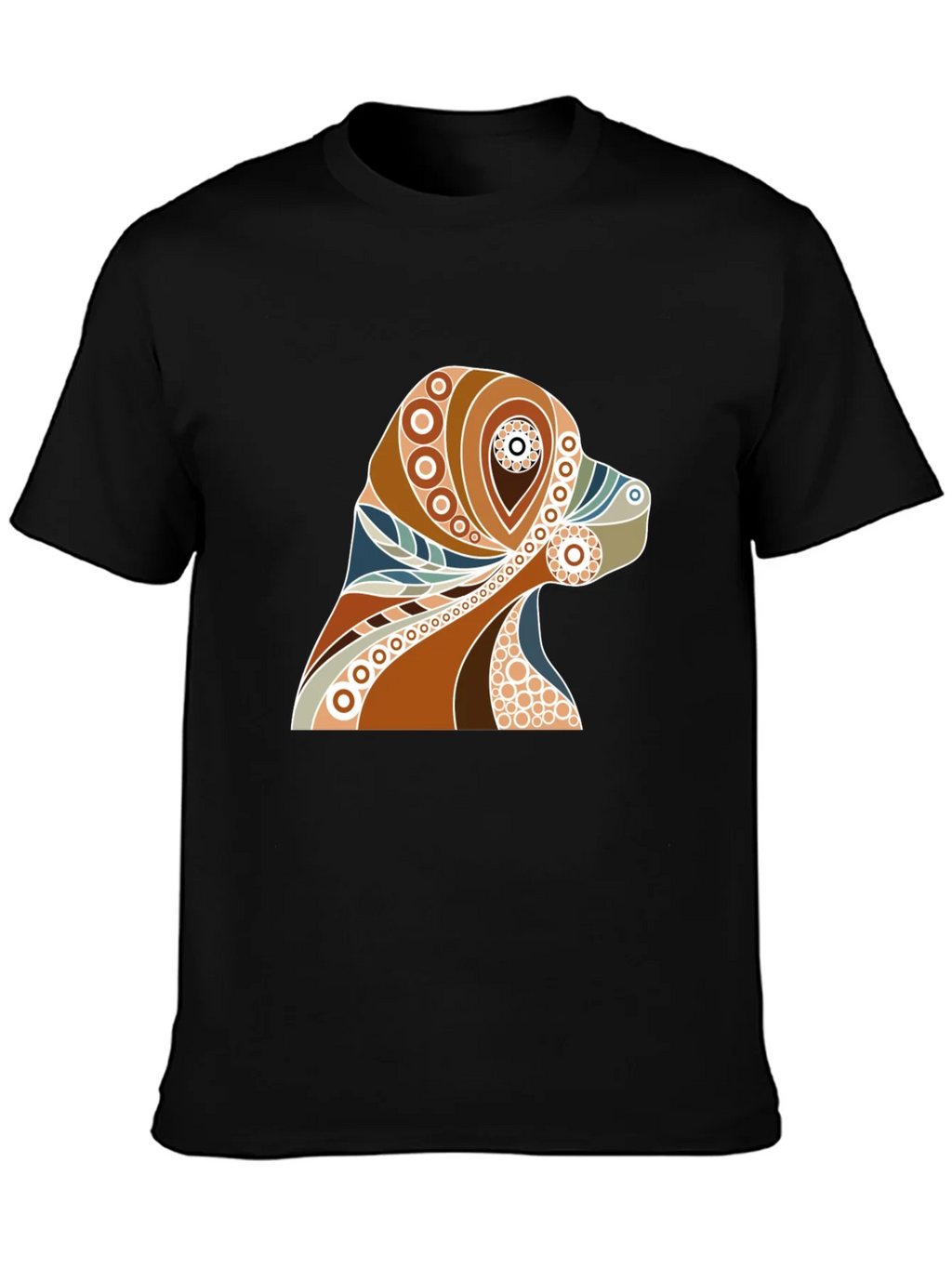 Dog Art Print Mens Black Graphic T-Shirt