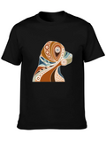 Dog Art Print Mens Black Graphic T-Shirt