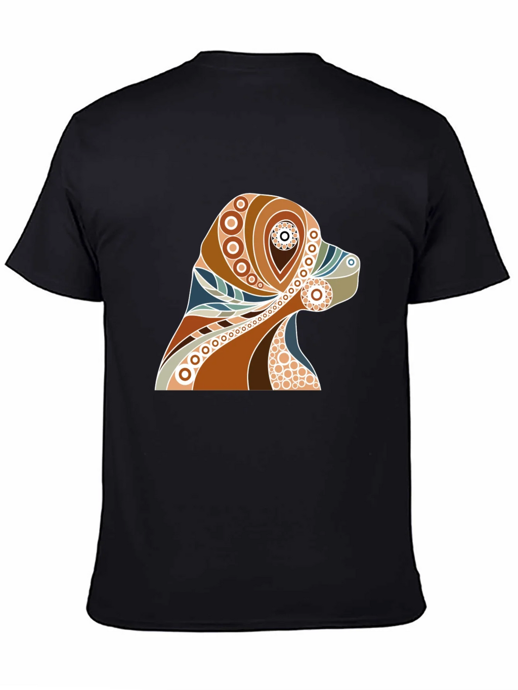 Dog Art Print Mens Black Graphic T-Shirt