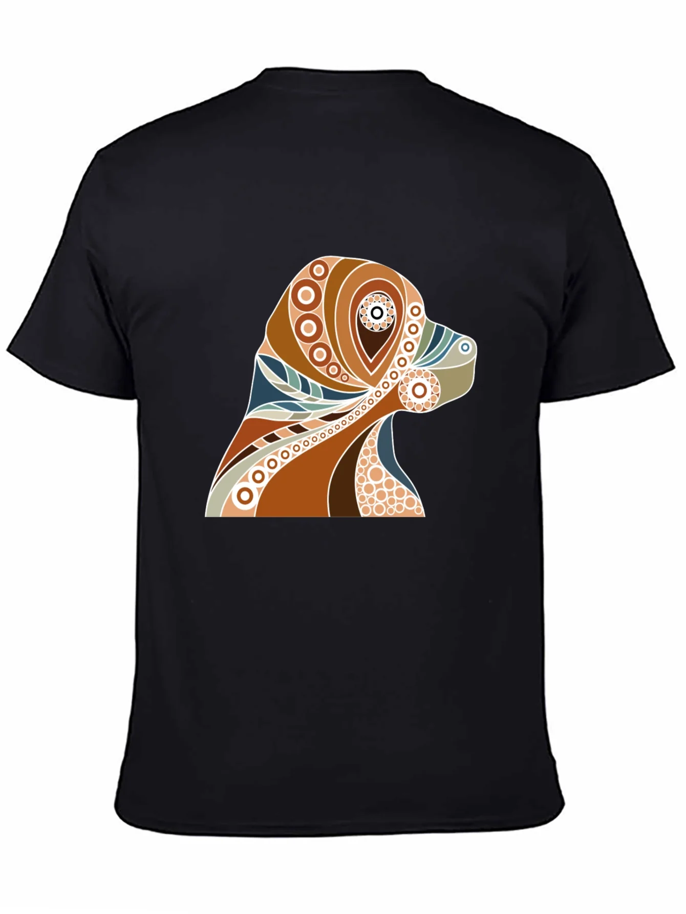 Dog Art Print Mens Black Graphic T-Shirt