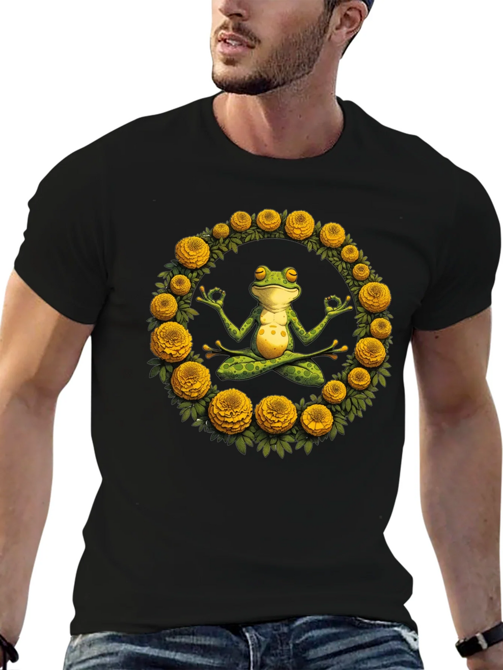 Zen Frog Yoga Graphic Tee - Black T-Shirt