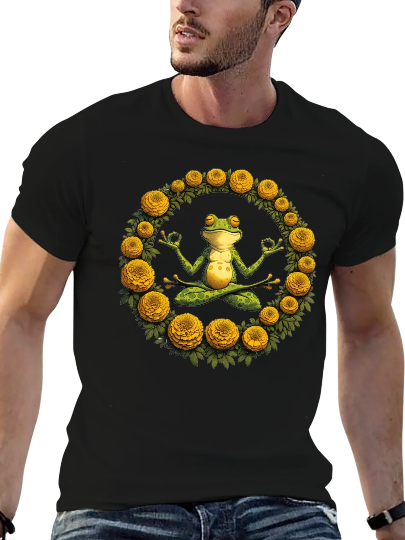 Zen Frog Yoga Graphic Tee - Black T-Shirt