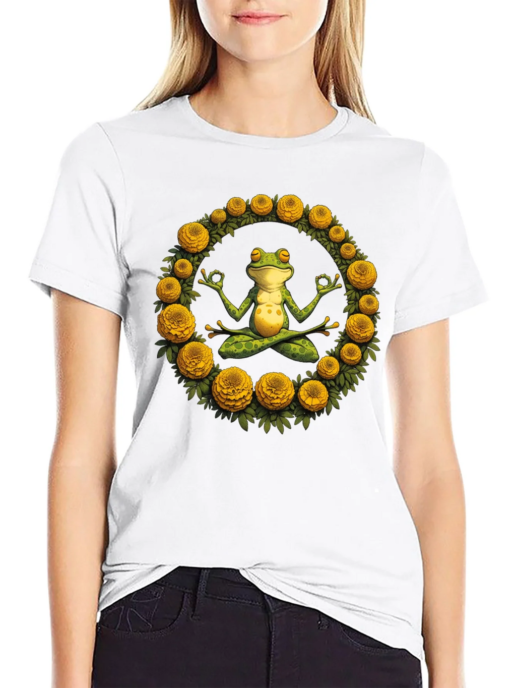 Zen Frog Yoga Graphic Tee - Black T-Shirt