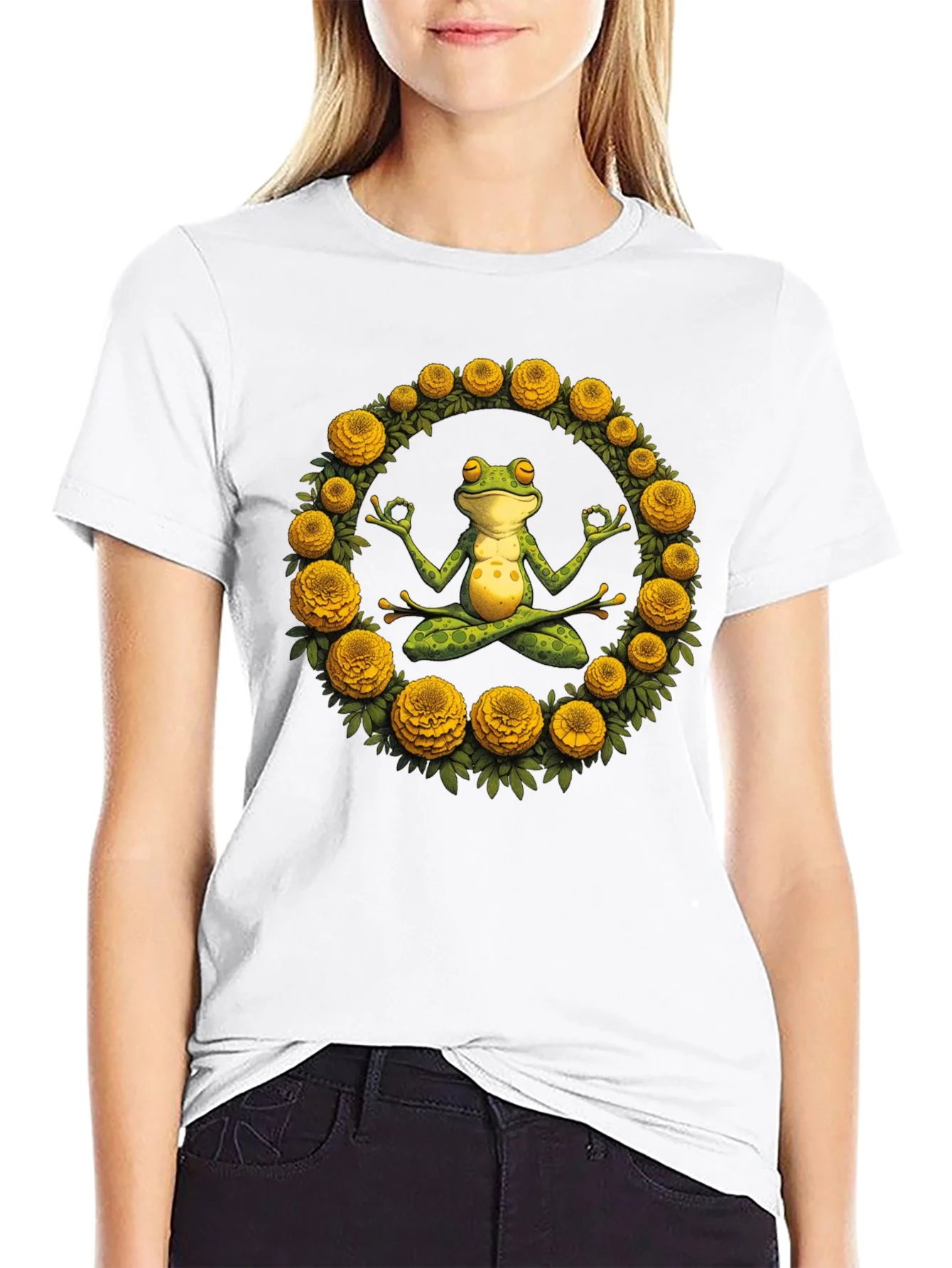 Zen Frog Yoga Graphic Tee - Black T-Shirt