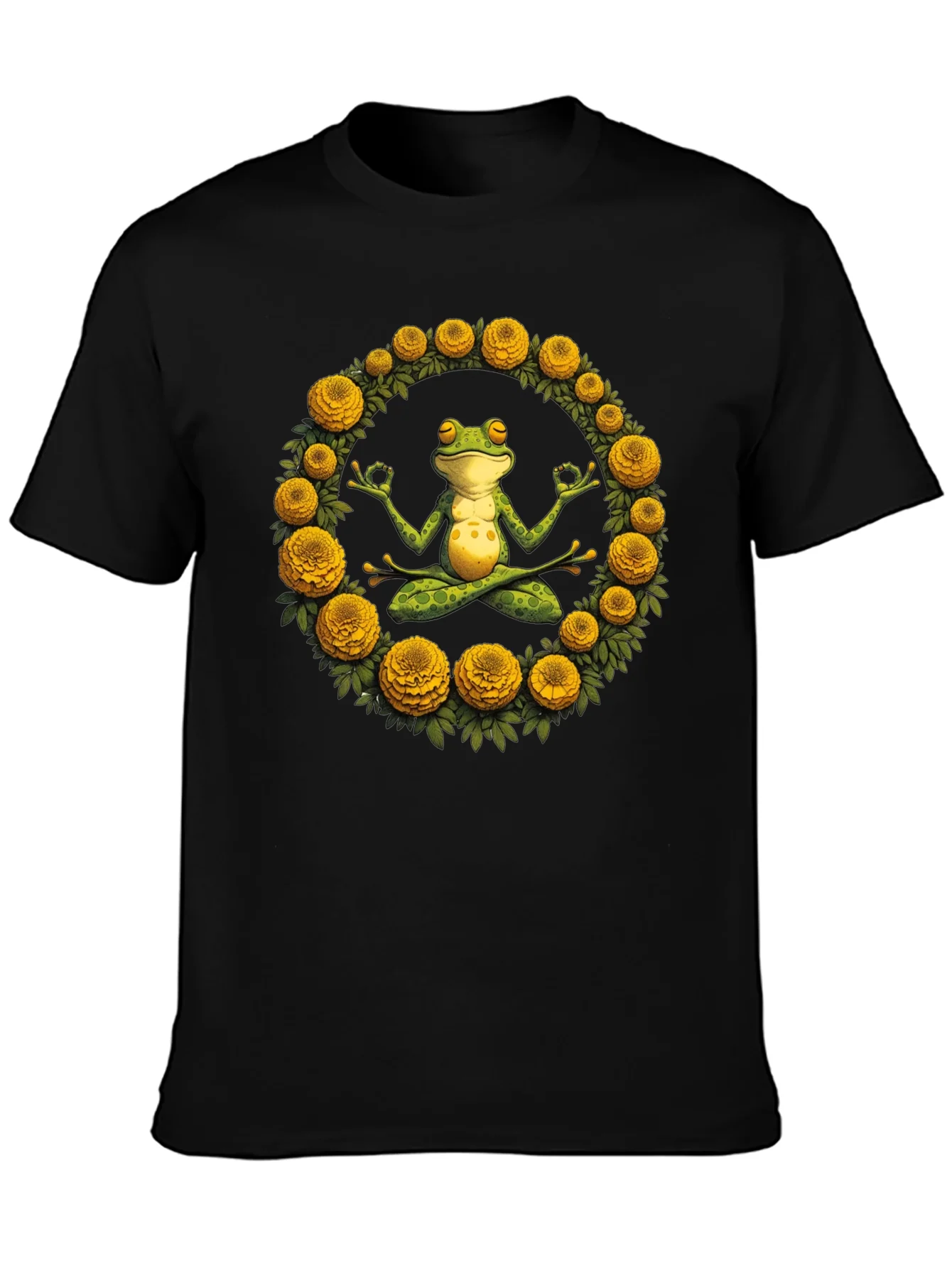 Zen Frog Yoga Graphic Tee - Black T-Shirt