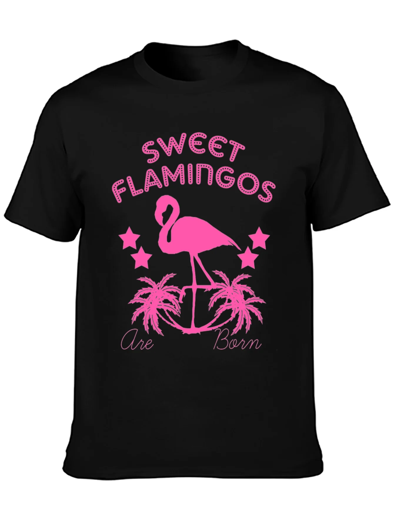 Sweet Flamingos Born Black T-Shirt