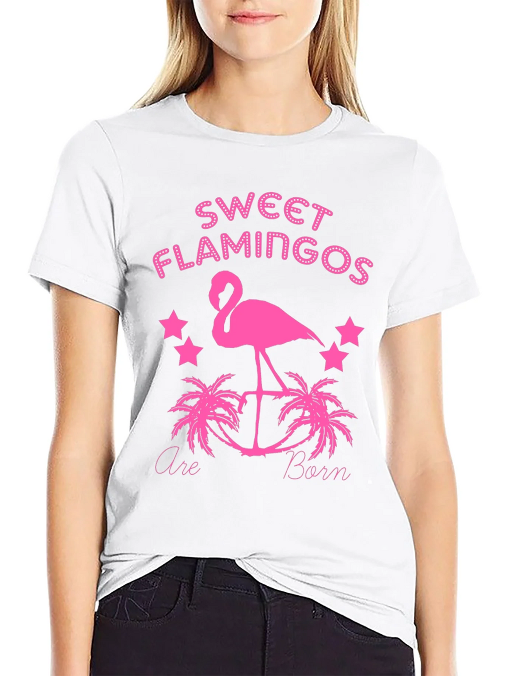 Sweet Flamingos Born Black T-Shirt