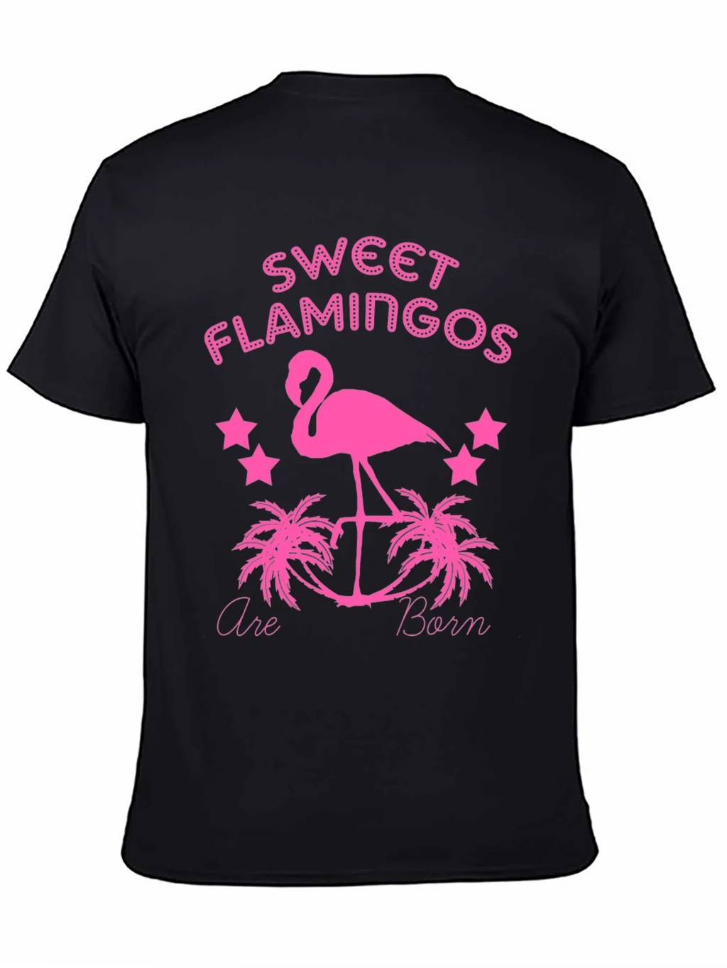 Sweet Flamingos Born Black T-Shirt