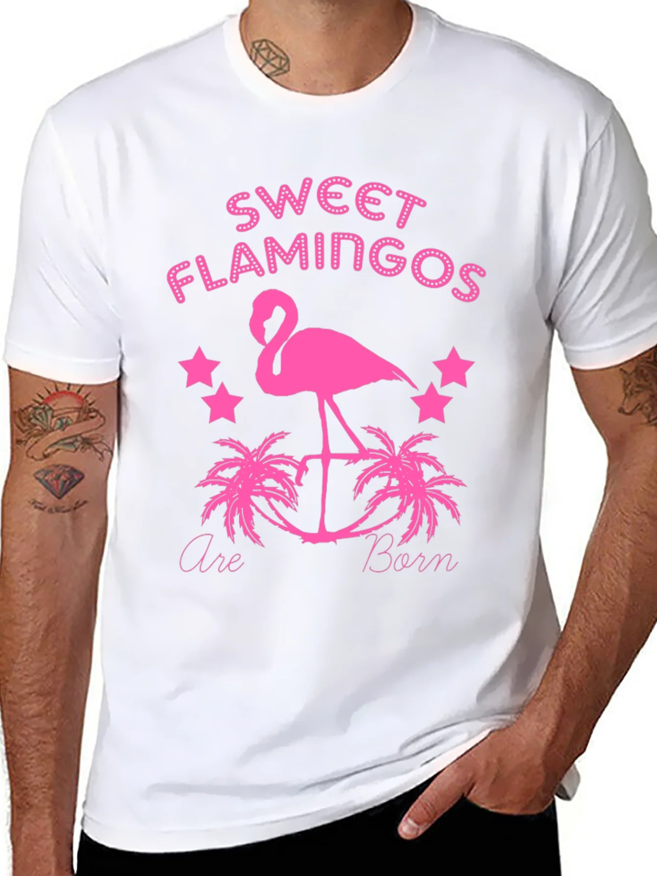 Sweet Flamingos Born Black T-Shirt