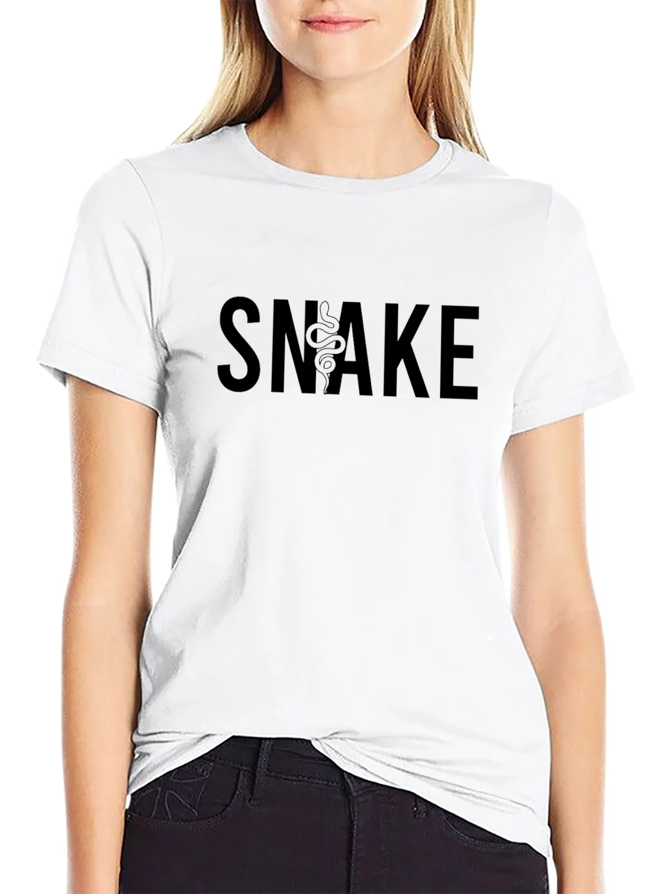Snake Graphic Tee - Black Cotton Blend