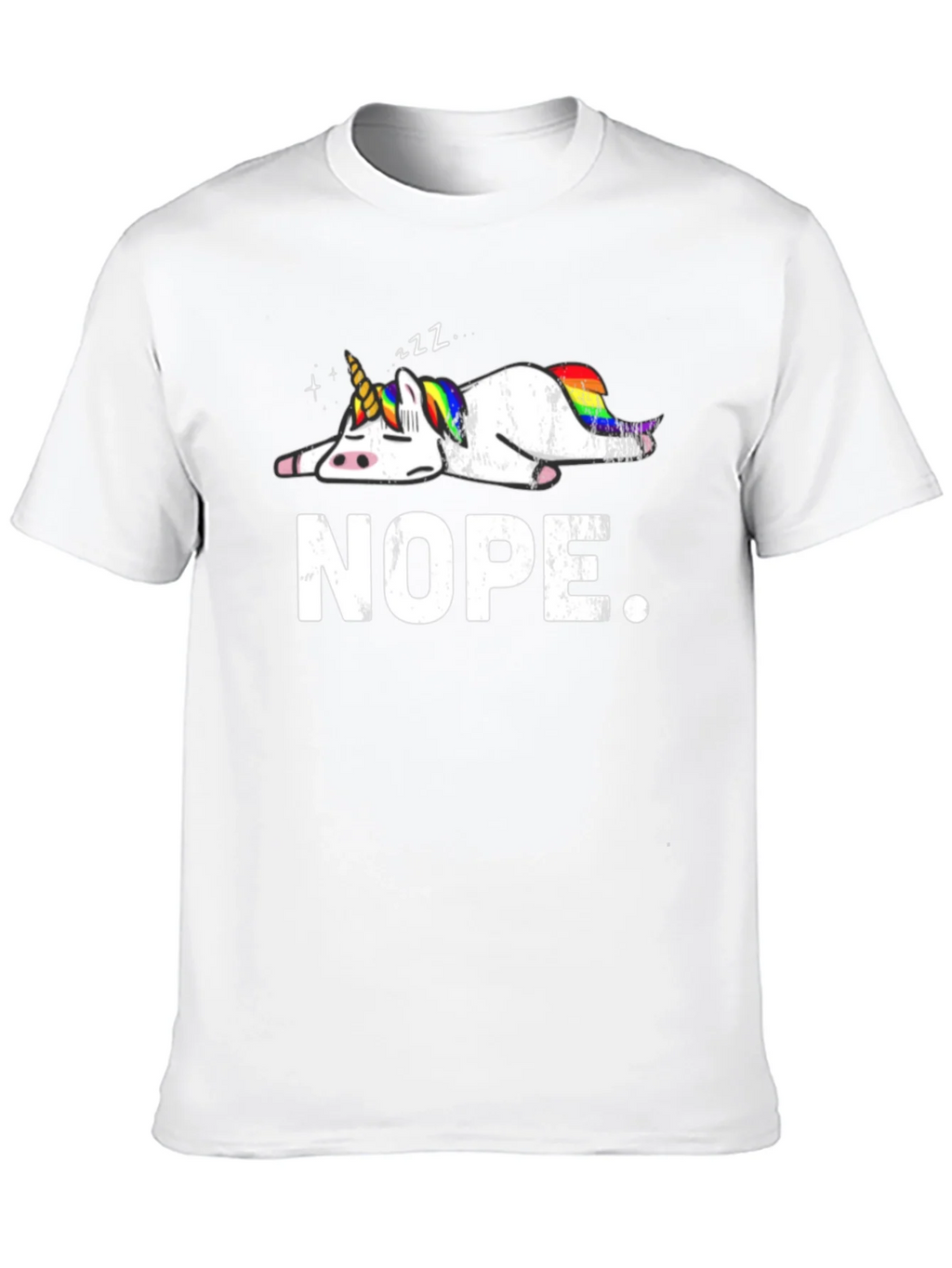 Nope Lazy Unicorn Graphic T-Shirt