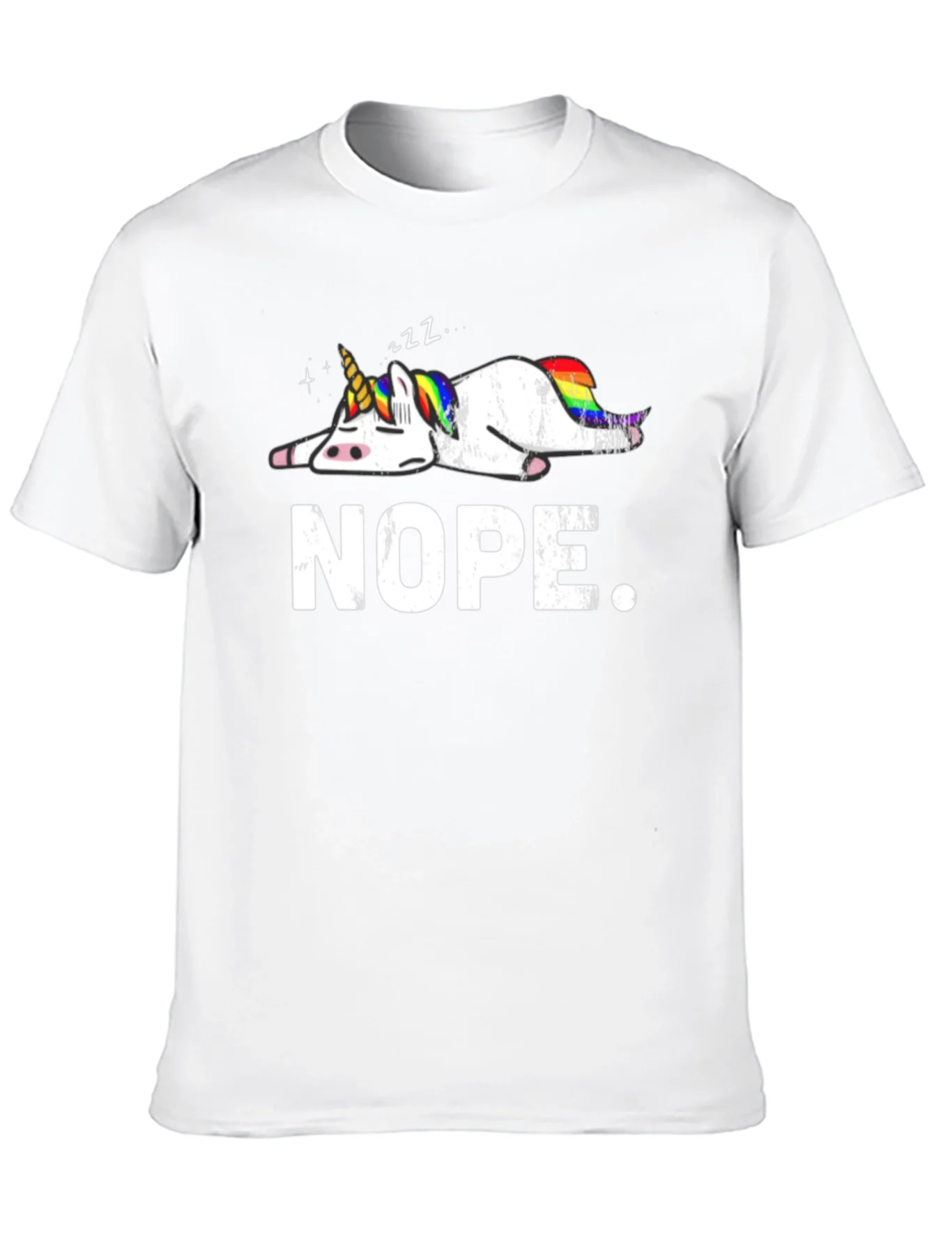 Nope Lazy Unicorn Graphic T-Shirt