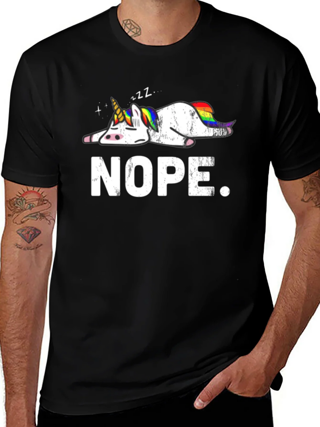 Nope Lazy Unicorn Graphic T-Shirt