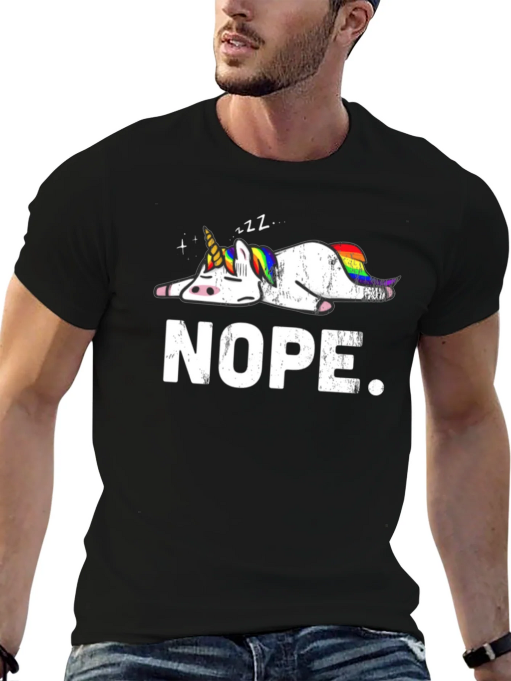 Nope Lazy Unicorn Graphic T-Shirt