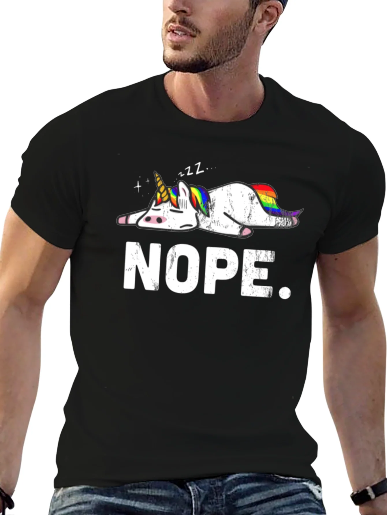Nope Lazy Unicorn Graphic T-Shirt