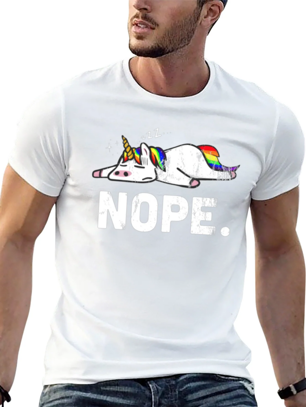 Nope Lazy Unicorn Graphic T-Shirt