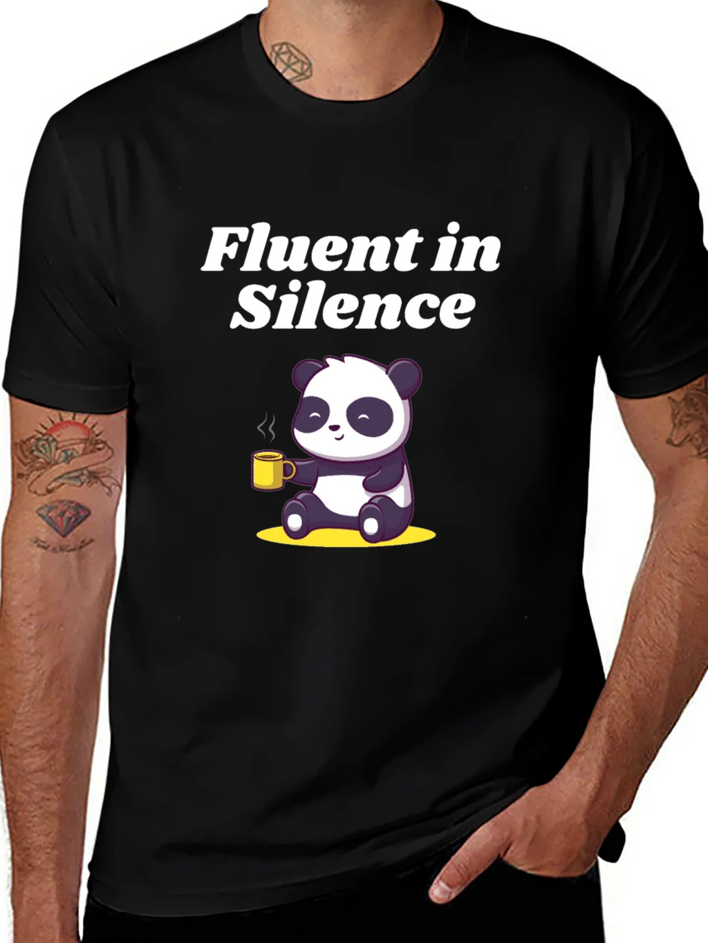 Fluent in Silence Panda T-Shirt - Coffee Lover