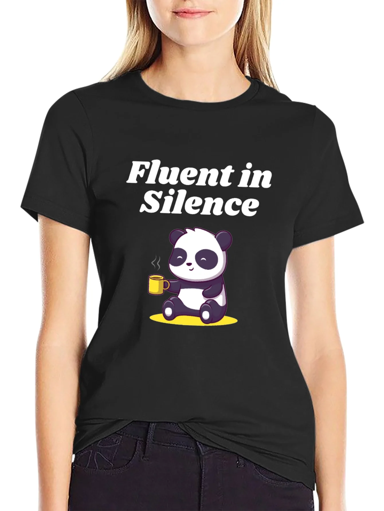 Fluent in Silence Panda T-Shirt - Coffee Lover