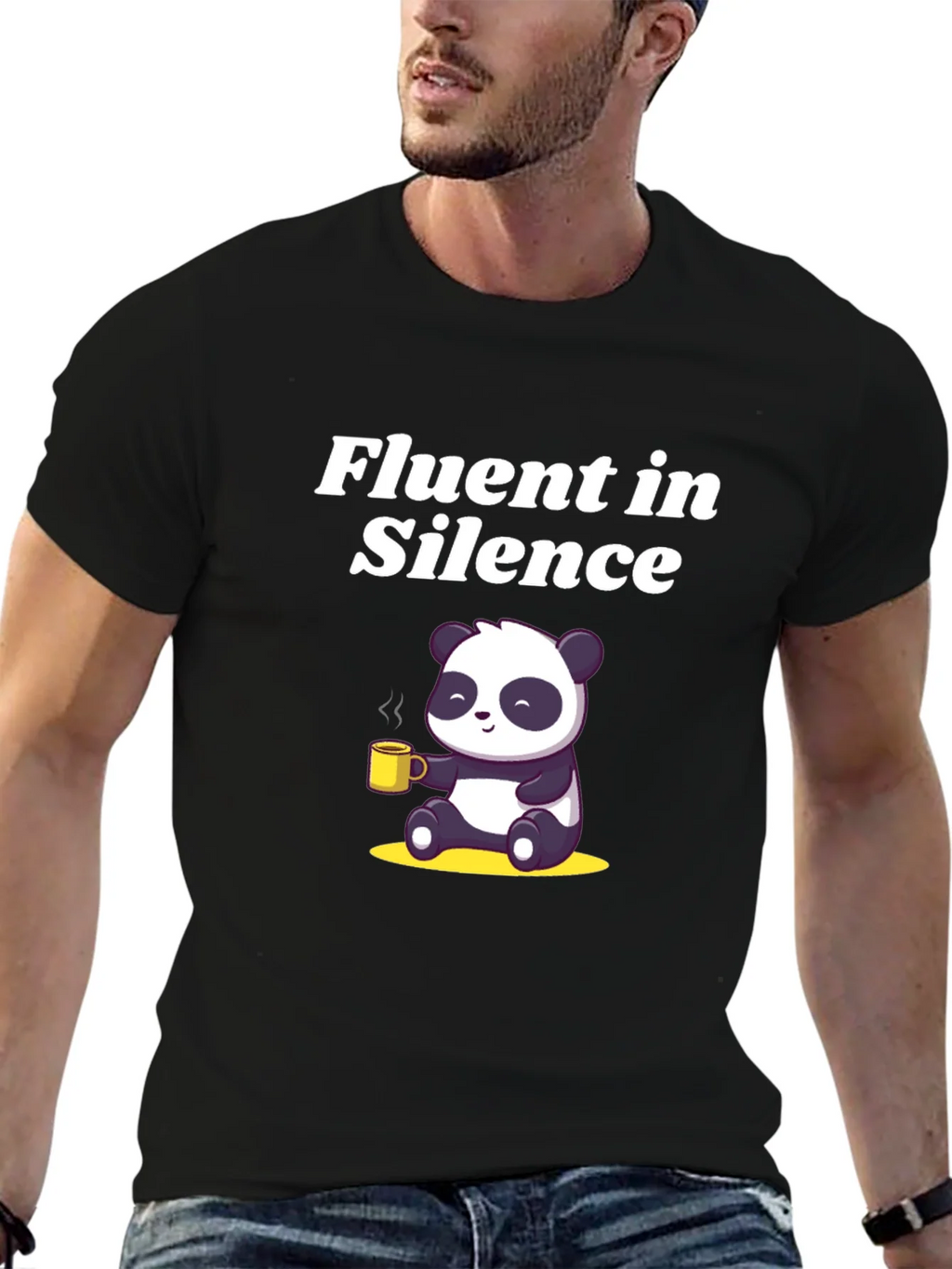 Fluent in Silence Panda T-Shirt - Coffee Lover
