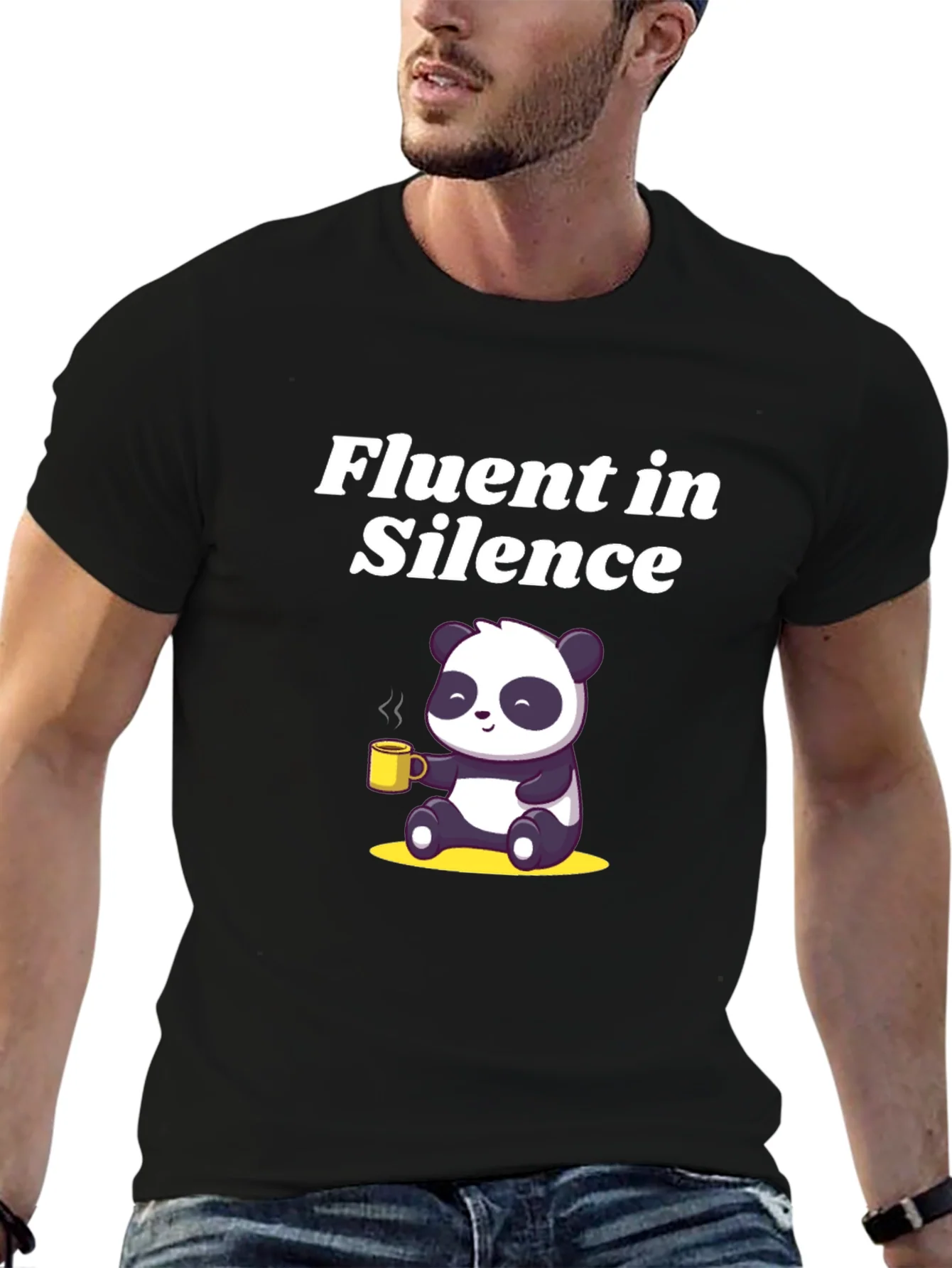 Fluent in Silence Panda T-Shirt - Coffee Lover