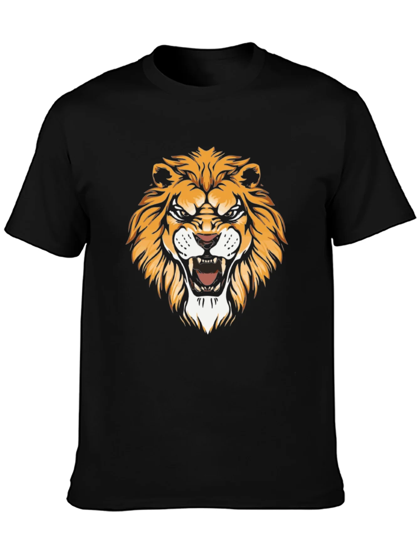 Mens Black Lion Graphic Tee