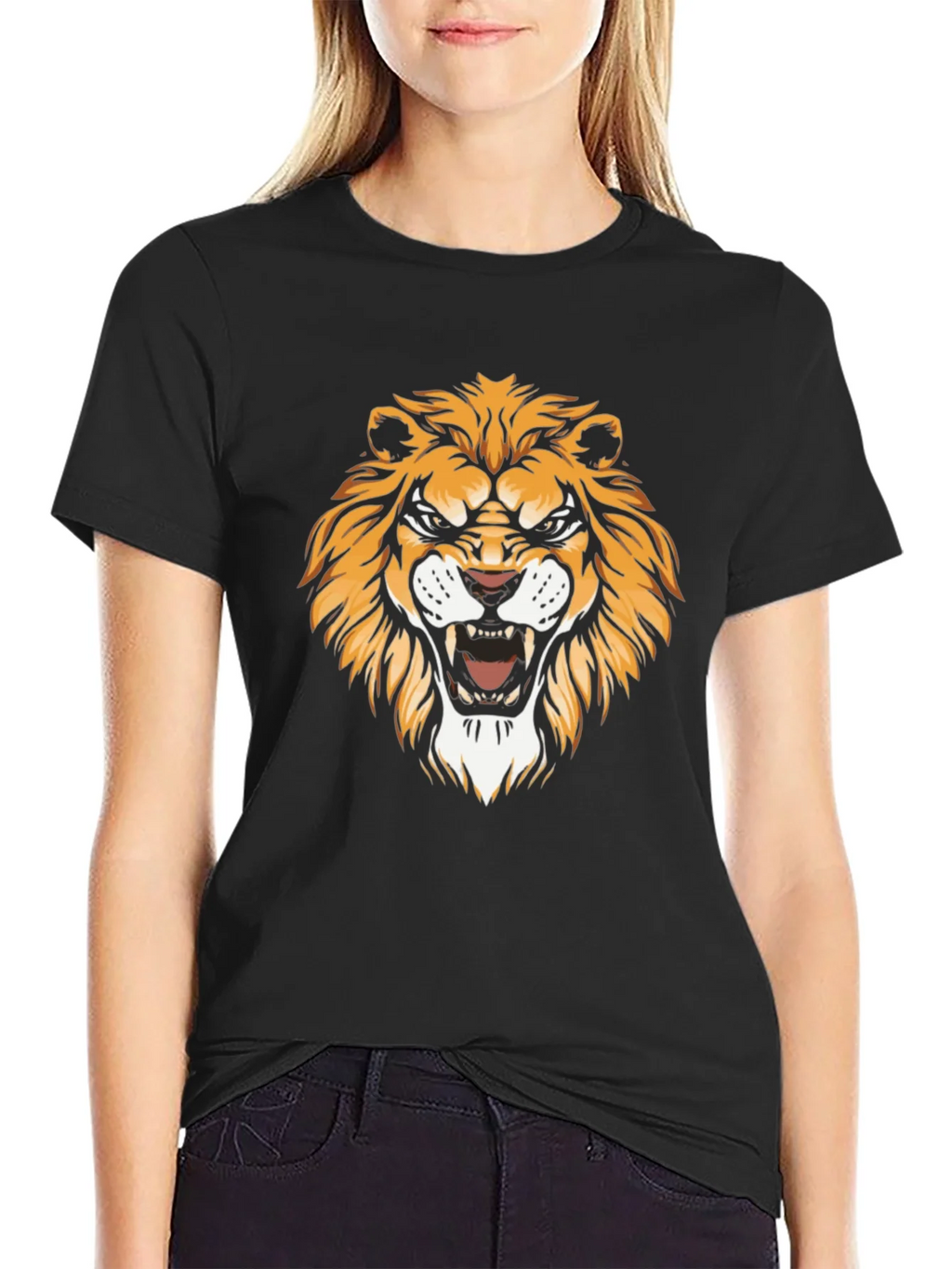 Mens Black Lion Graphic Tee