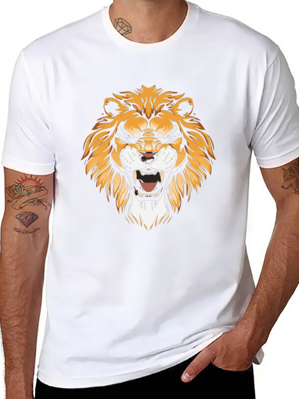 Mens Black Lion Graphic Tee