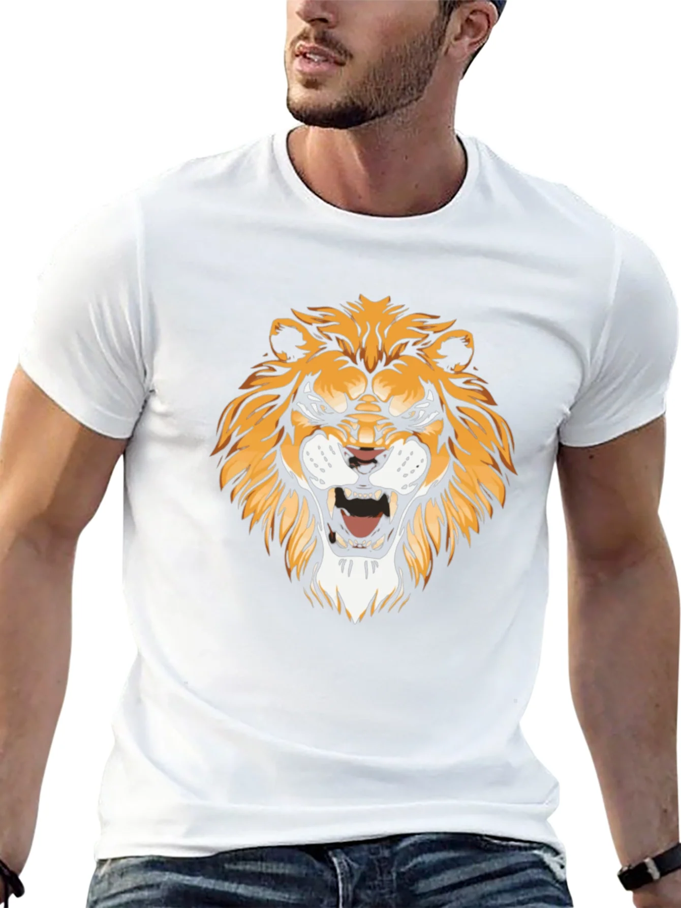 Mens Black Lion Graphic Tee