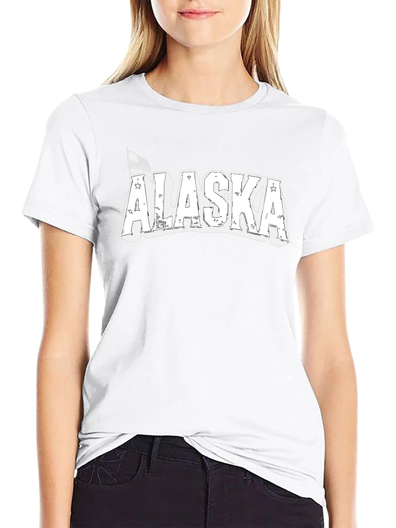 Alaska Graphic Print Black Crew Neck T-Shirt