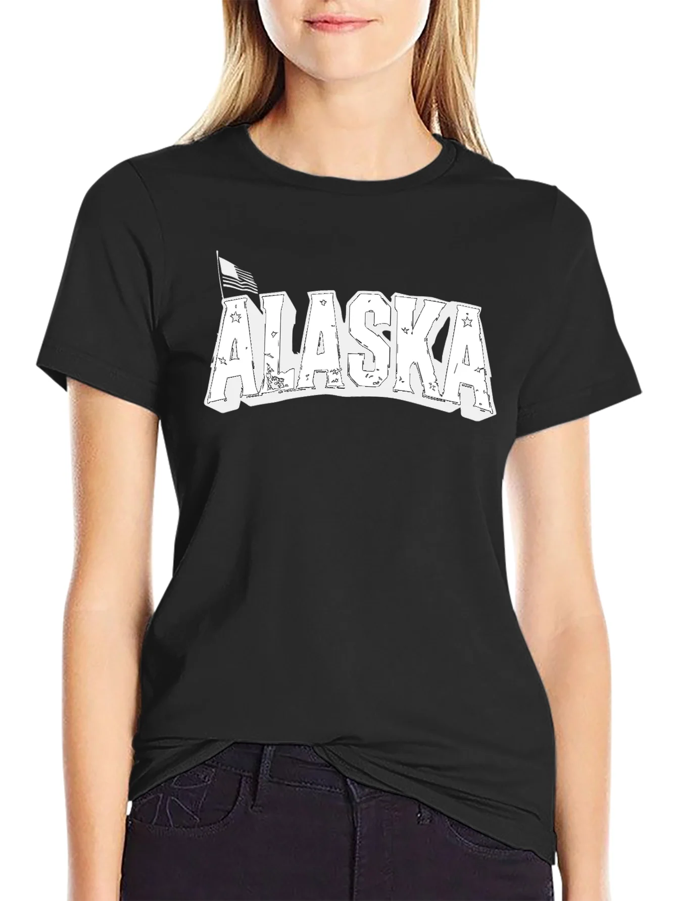 Alaska Graphic Print Black Crew Neck T-Shirt
