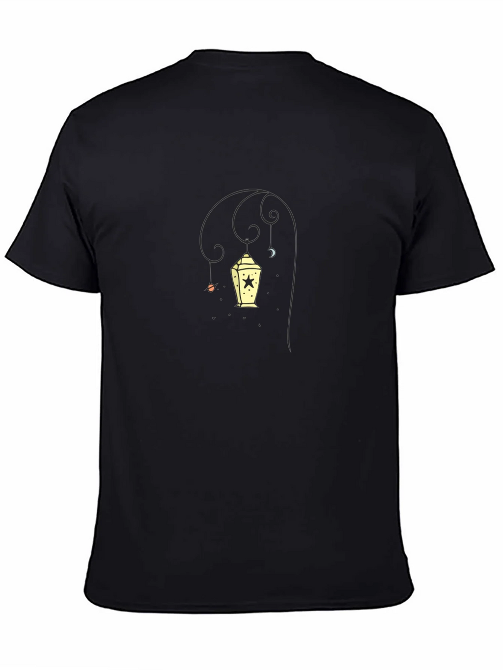 Stylish Black Tee with Lantern Graphic