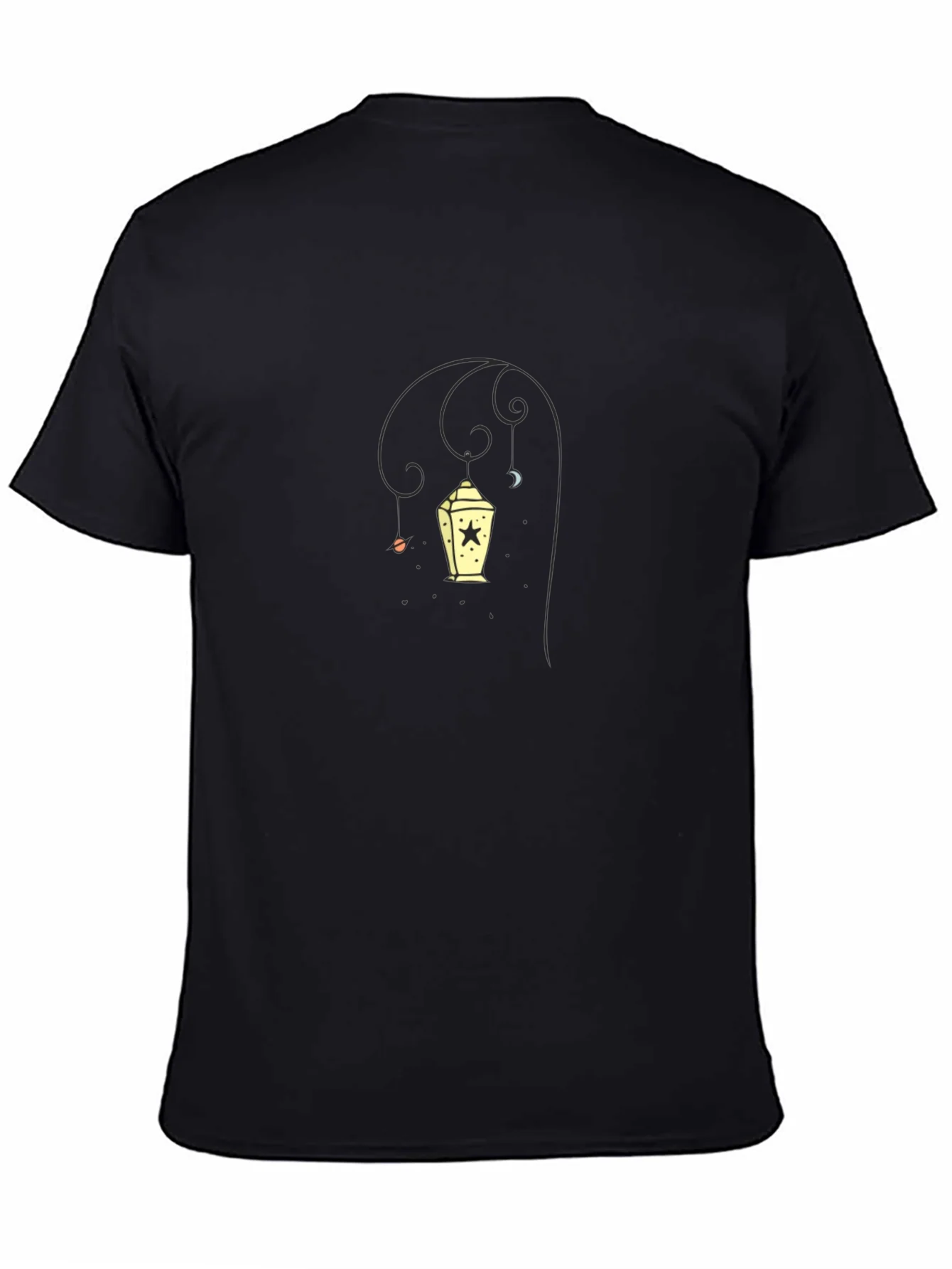 Stylish Black Tee with Lantern Graphic