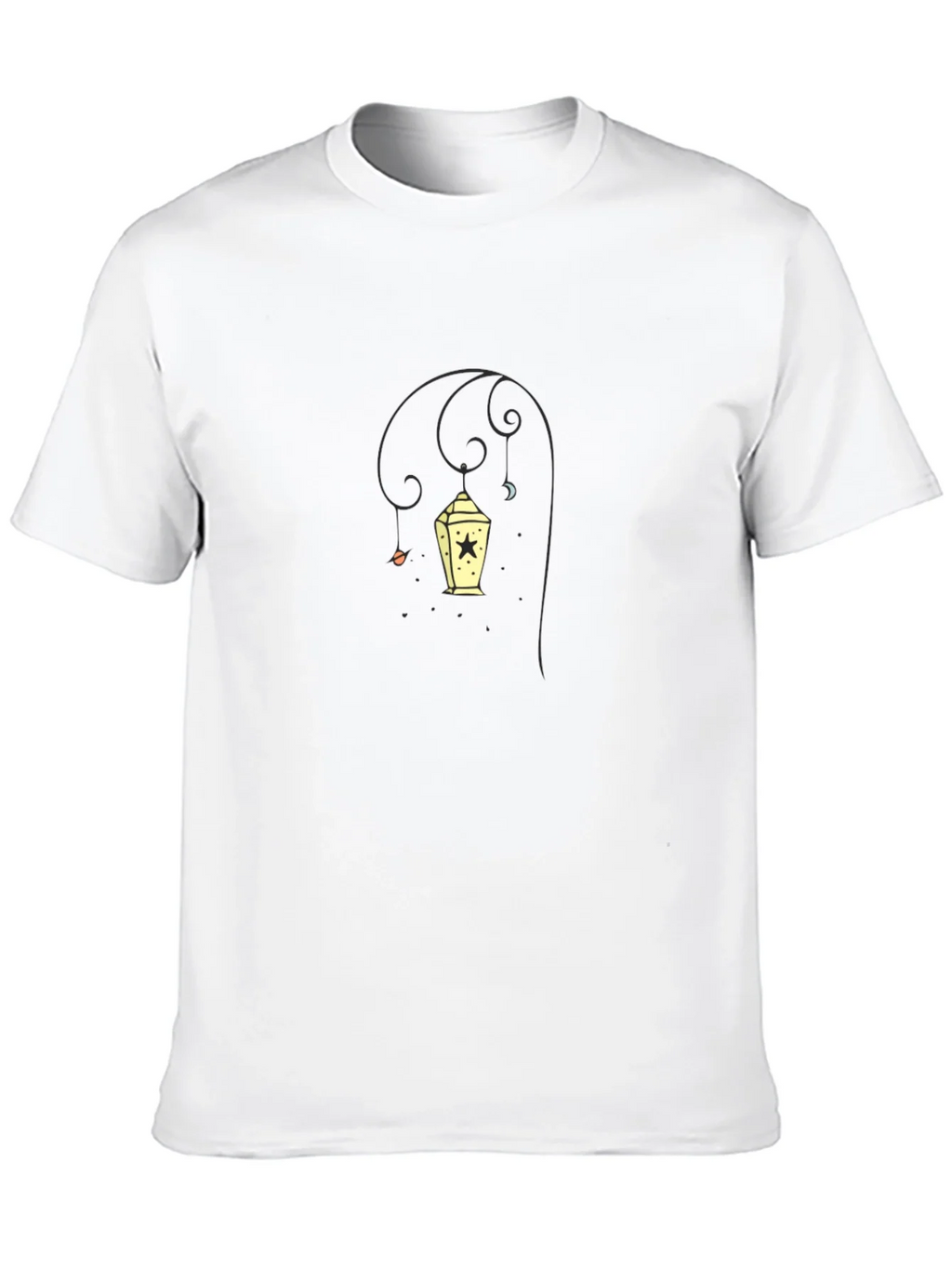 Stylish Black Tee with Lantern Graphic