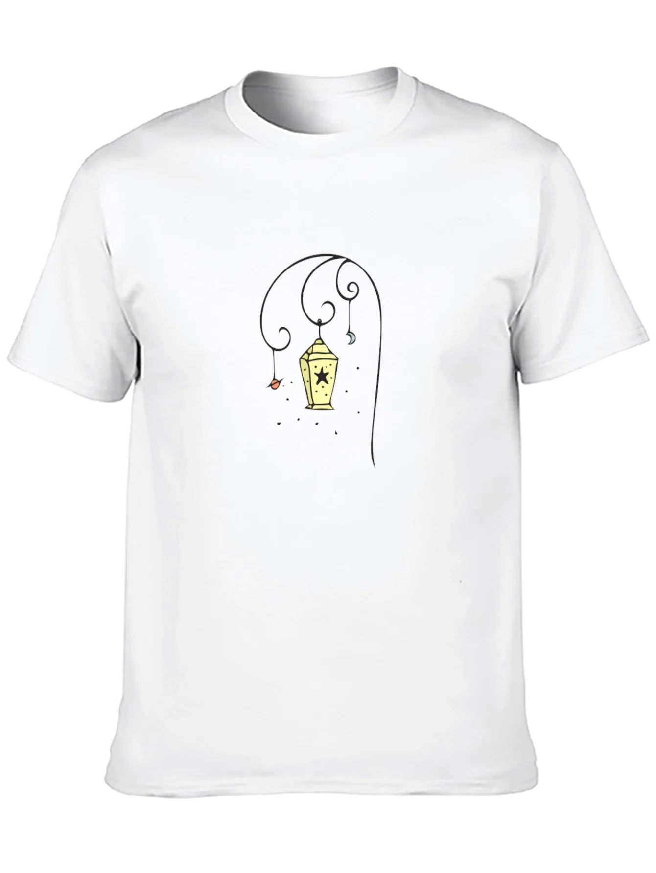Stylish Black Tee with Lantern Graphic