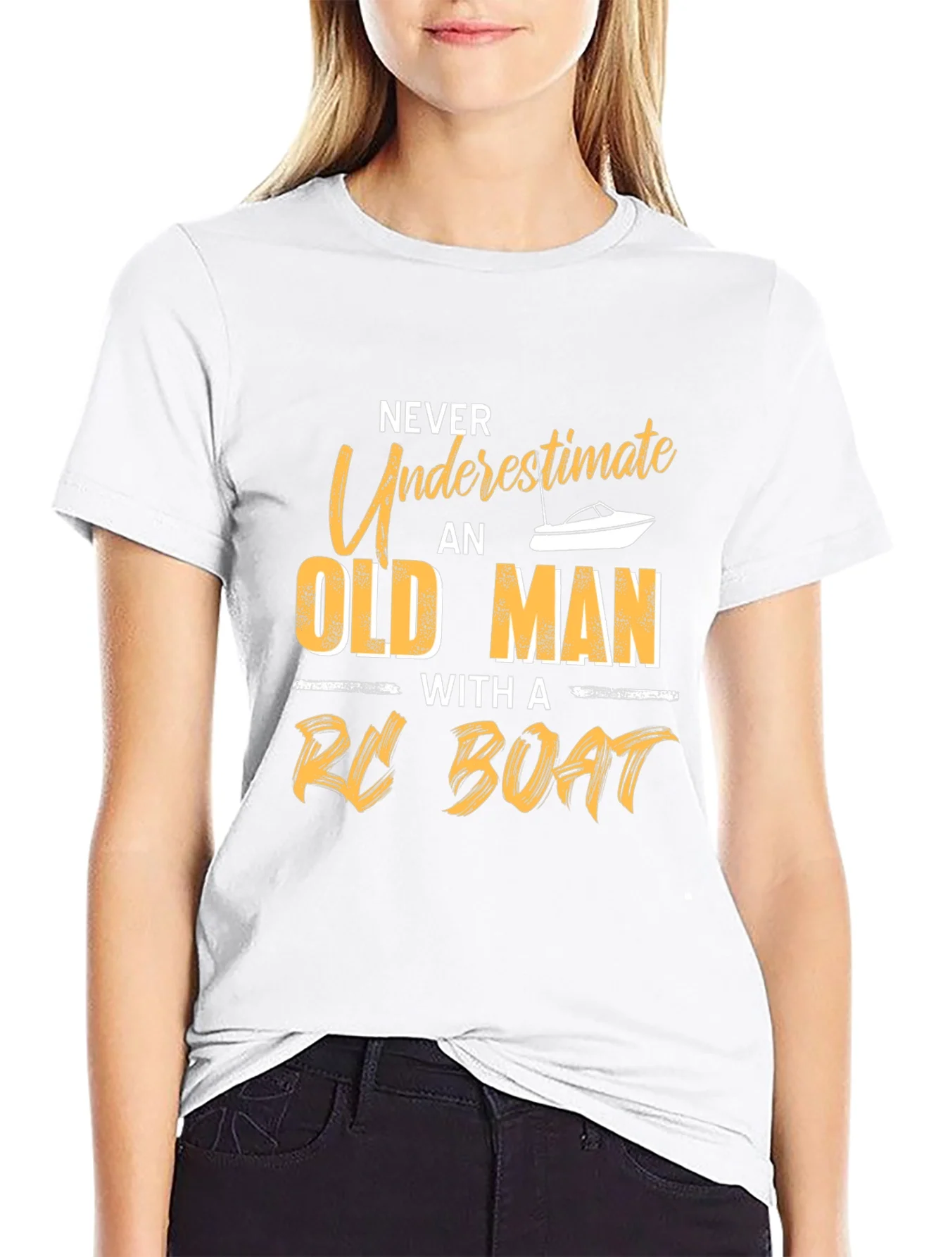 Never Underestimate Old Man with RC Boat T-Shirt