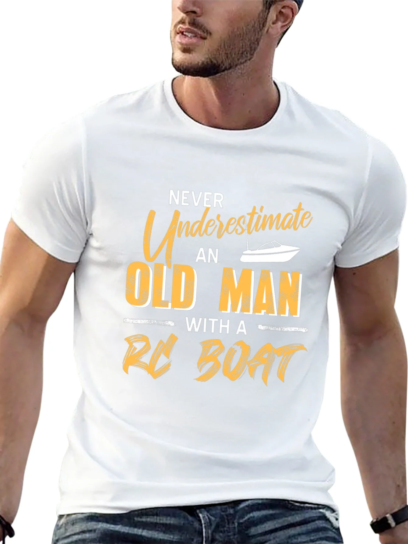 Never Underestimate Old Man with RC Boat T-Shirt