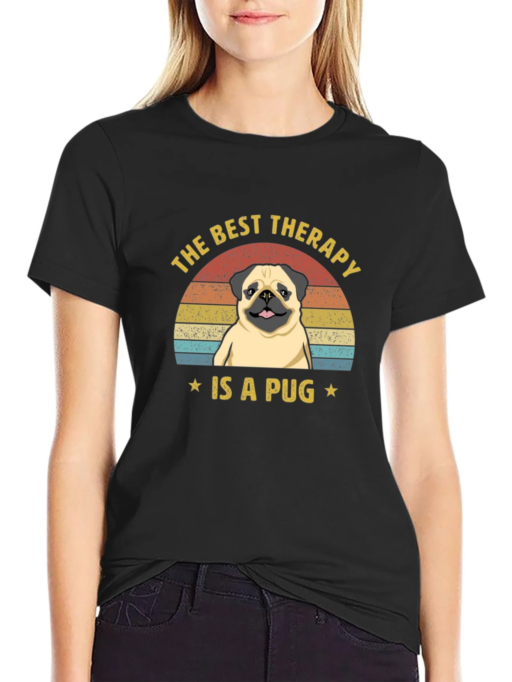 The Best Therapy Is A Pug Graphic T-Shirt