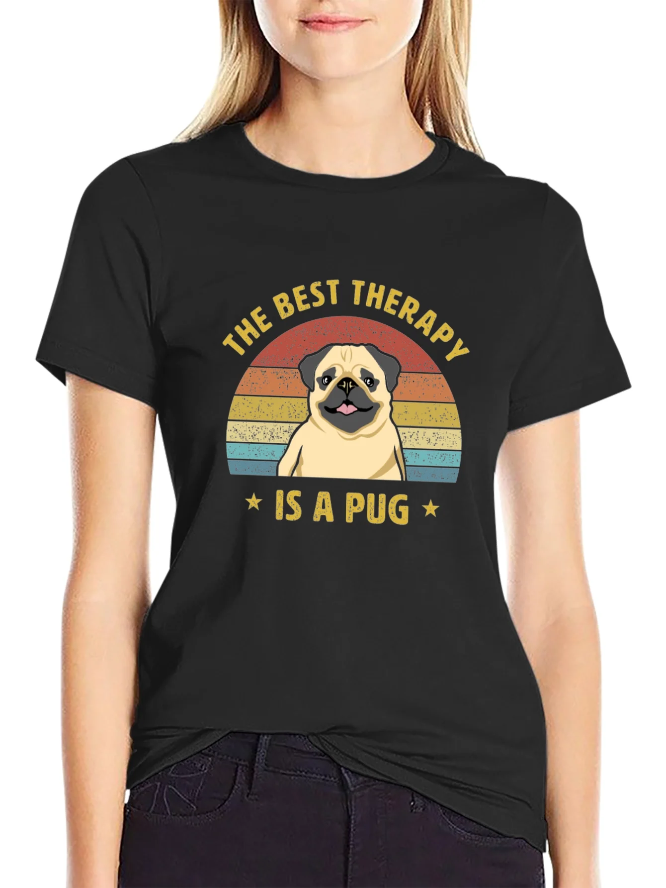 The Best Therapy Is A Pug Graphic T-Shirt