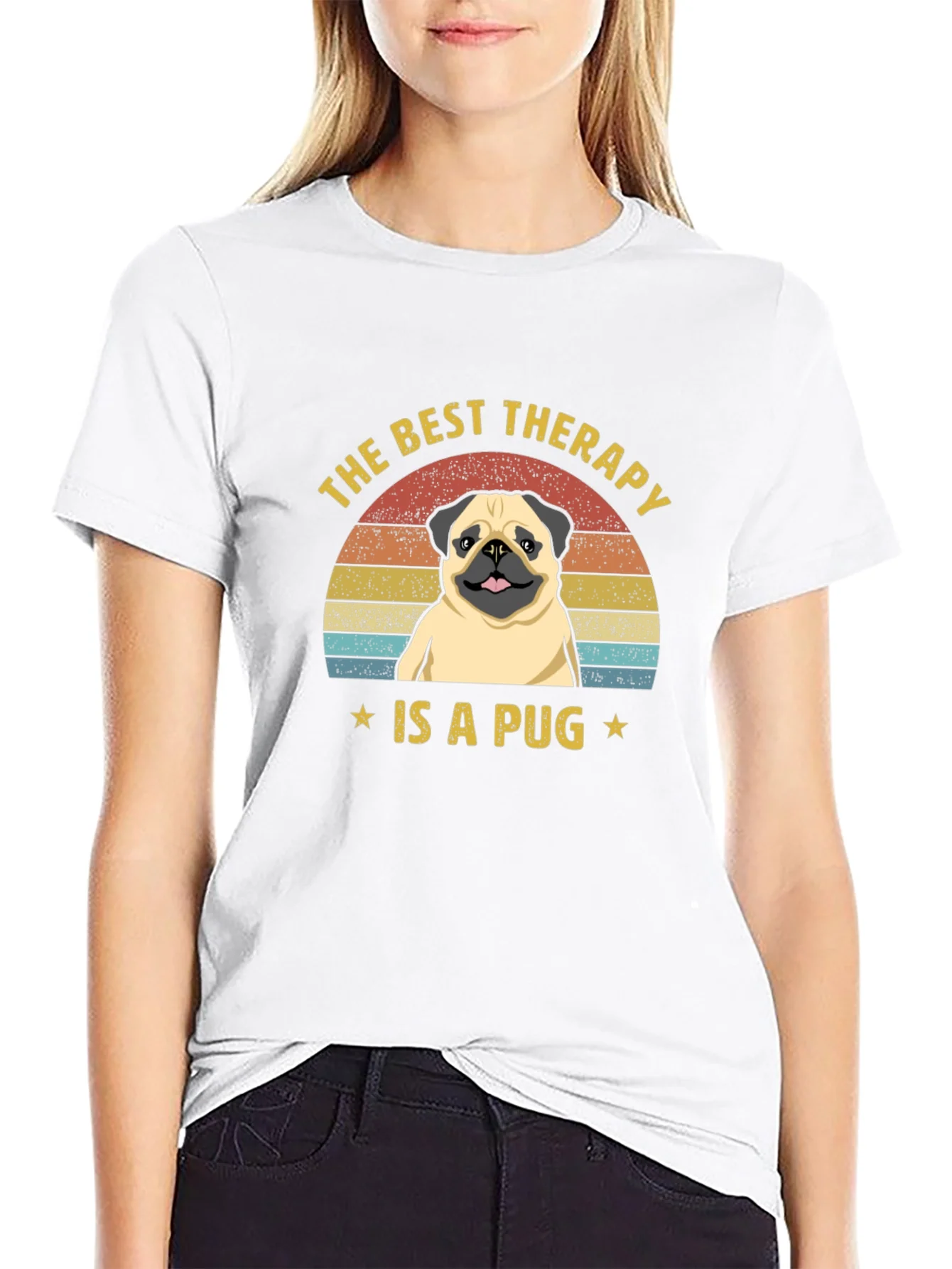 The Best Therapy Is A Pug Graphic T-Shirt