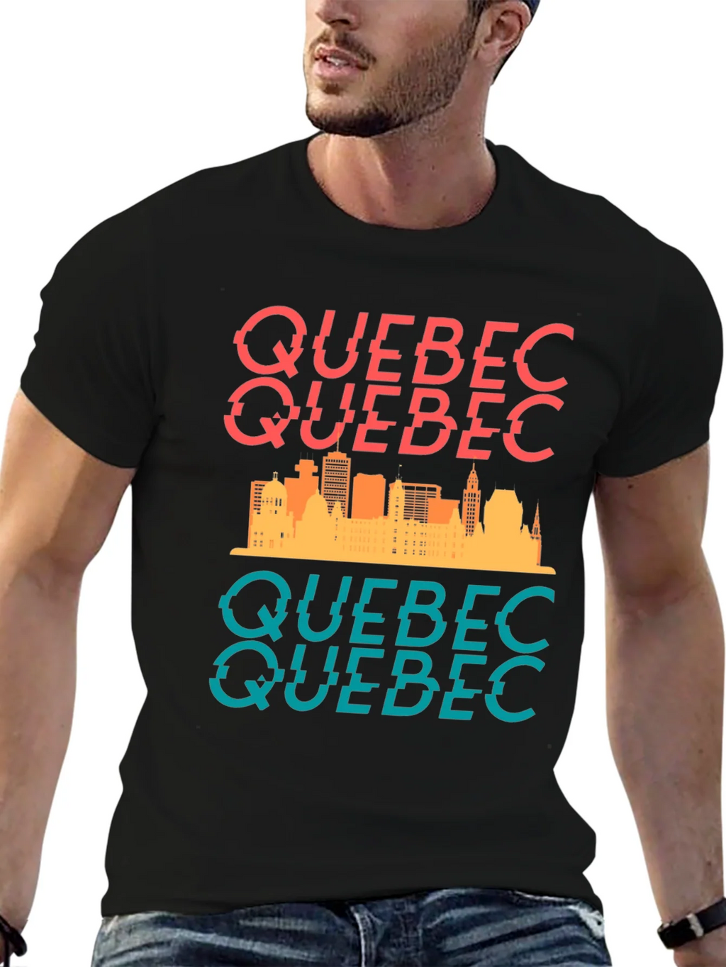 Quebec Skyline Graphic Tee - Stylish Cityscape T-Shirt