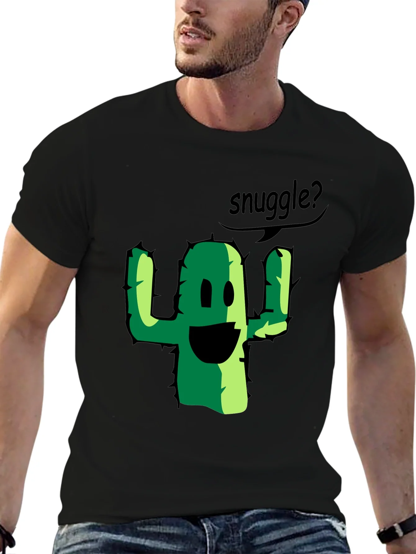 Snuggle Cactus Graphic Tee - Black